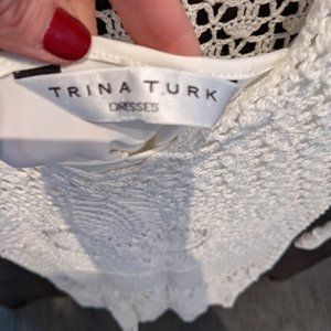 Trina Turk White Crochet Dress with liner